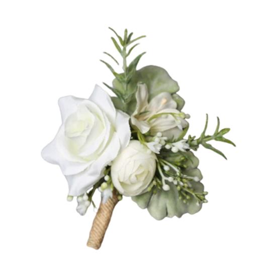 Artificial Wedding Corsage And Boutonniere Set Silk Flower Wrist Corsage And Lapel Pin for Bridal Party Business Opening Ceremony Guest Flower