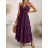 Women's Summer Flowy Maxi Dress Halter Neck Ruched Smocked Boho Beach Vacation Sundress