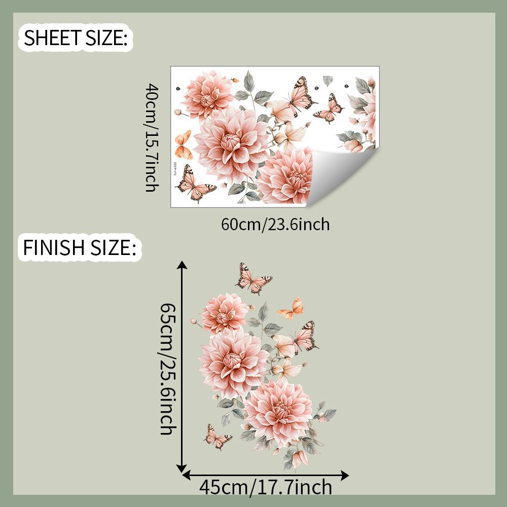 

Акварельные Цветы Листья и Бабочка Наклейка на Стену Элегантный Натуральный Самоклеящаяся Съемный Декор для Спальни Гостиной Домашнего Фона 40x60cm разноцветный