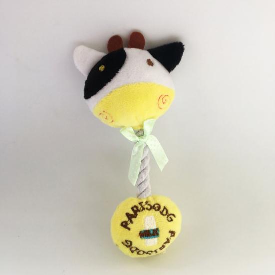 Interactive Plush Dog Toy Squeaky Stuffed Animal Dog Chew Toy Cotton Rope Tug of War Toy for Dogs Teeth Cleaning Puppy Teething