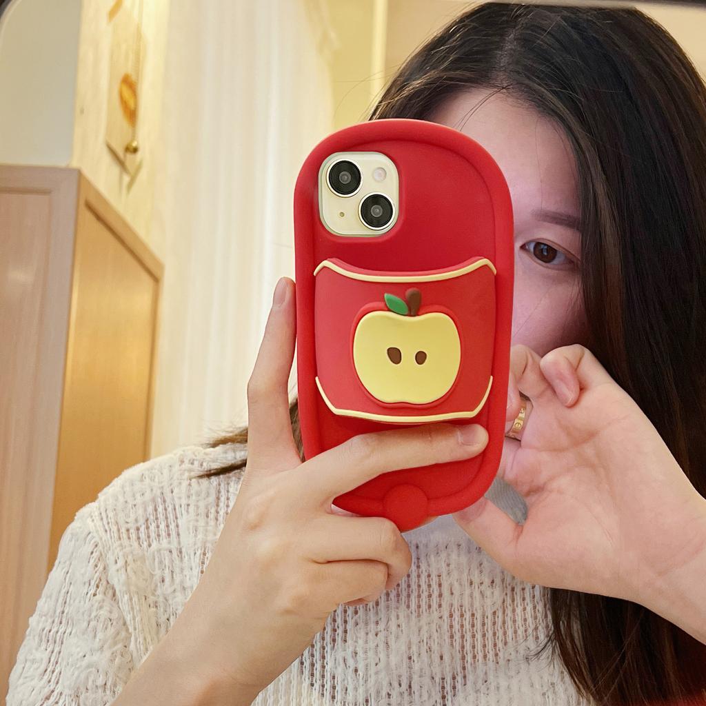 For iPhone 15 Silicone Case Unique Apple Slipper Style Shockproof Phone Back Cover