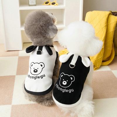 Vest for Dogs Pet Dog Clothes Cute Bear Print Summer Black White Puppy T-Shirt Dog Clothing Chihuahua Bichon Dog Apparel