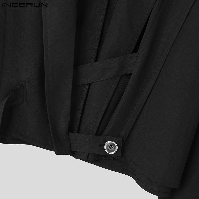INCERUN Black Men Long Sleeves Casual Loose Blazer Coats