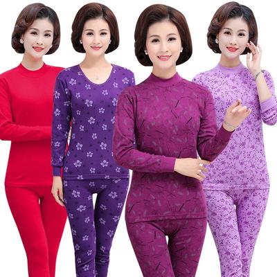Women's Plus Size Cotton Warm Long Johns Set - Autumn Grandma Style