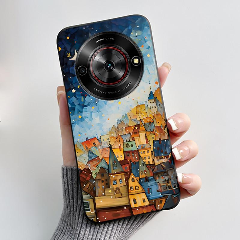 Cute Cartoon Case For ZTE Blade A75 5G/Nubia Focus 5G/Nubia Calf 5G Printing Shell Protective Cover Soft Silicone Black Casing