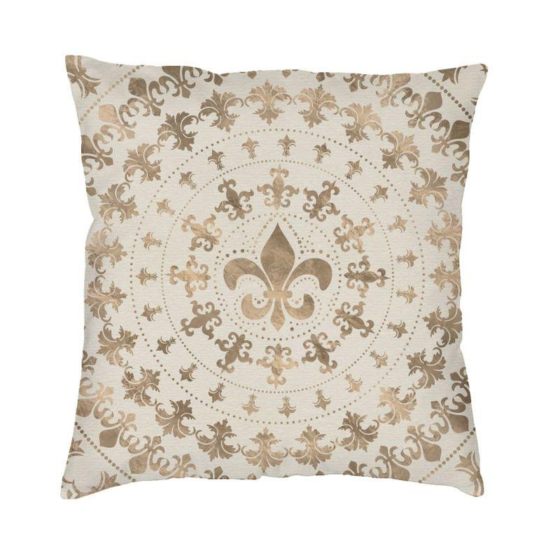Elegant Black And Gold Fleur De Lis Cushion Cover Soft FleurDeLys Lily Floral Throw Pillow Case Home Decorative Pillowcase