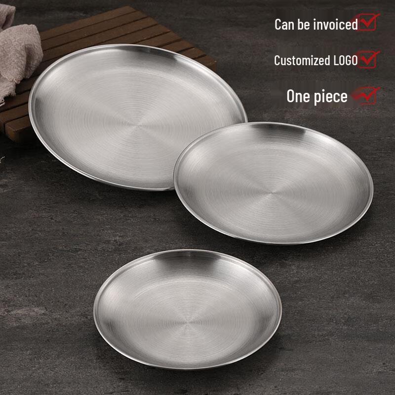 Korean Style Stainless Steel Round Serving Tray