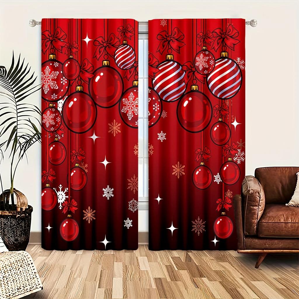 Christmas Tree Snowflake Polyester Drapes Rod Pocket Style Ideal for Easy Hanging Household Decoration Ideal for Bedchamber Office Kitchen