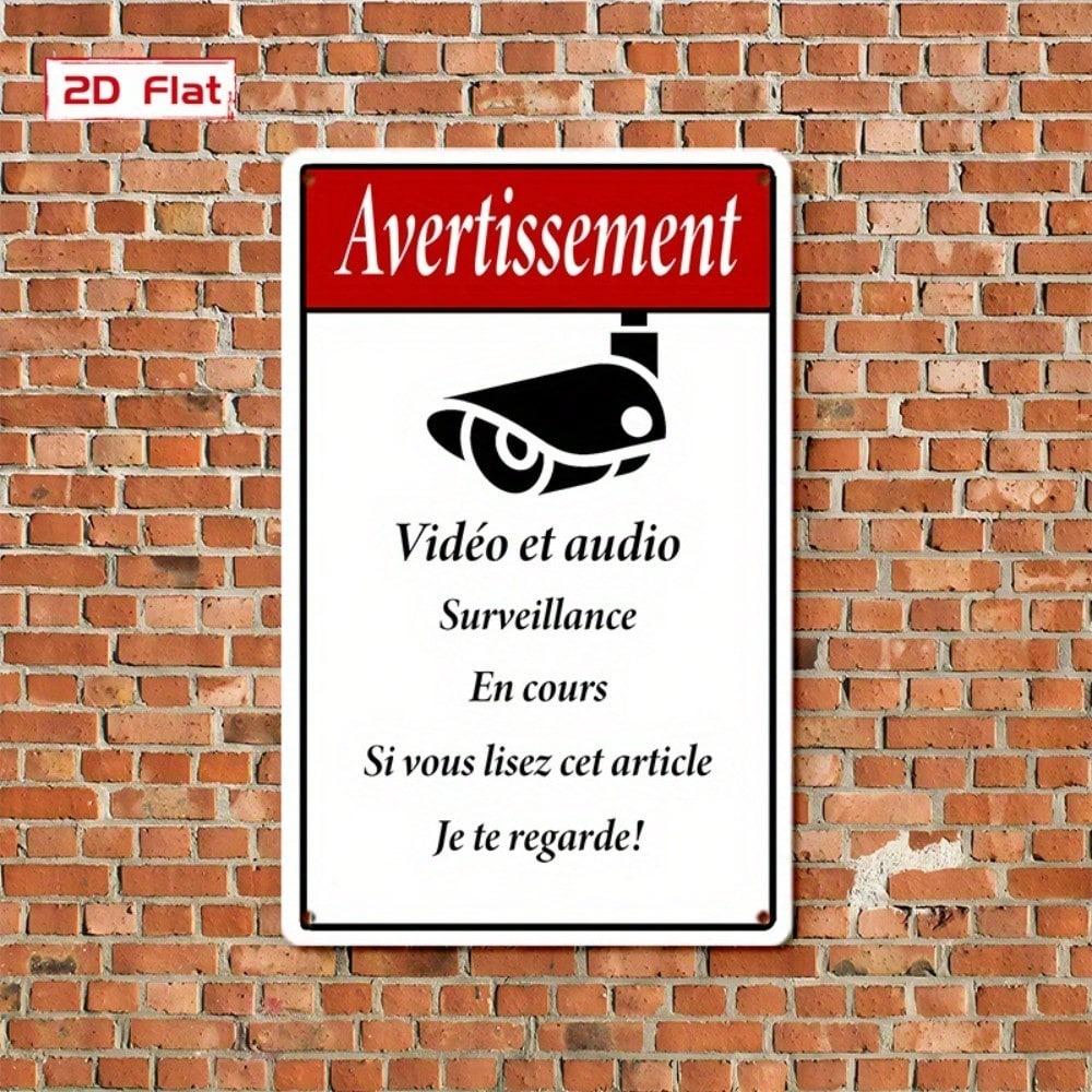 Vintage Metal Wall Sign French Surveillance Decor With Camera Home Store Plaque