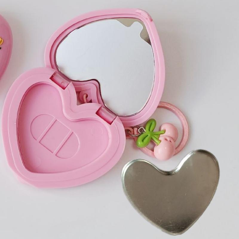 1Pcs Heart Shape Mini Empty Blush Powder Box Eye Shadow Container With Mirror And Aluminum Pan Key Chain Lipstick Packaging