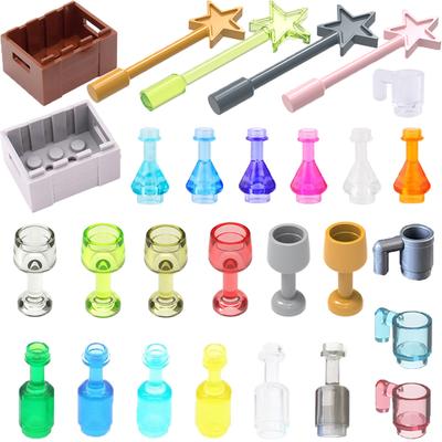 MOC City Building Blocks Character Small Particle Compatible Accessories Brick Wine Bottle Goblet Pentagram Rod Box Toy S026