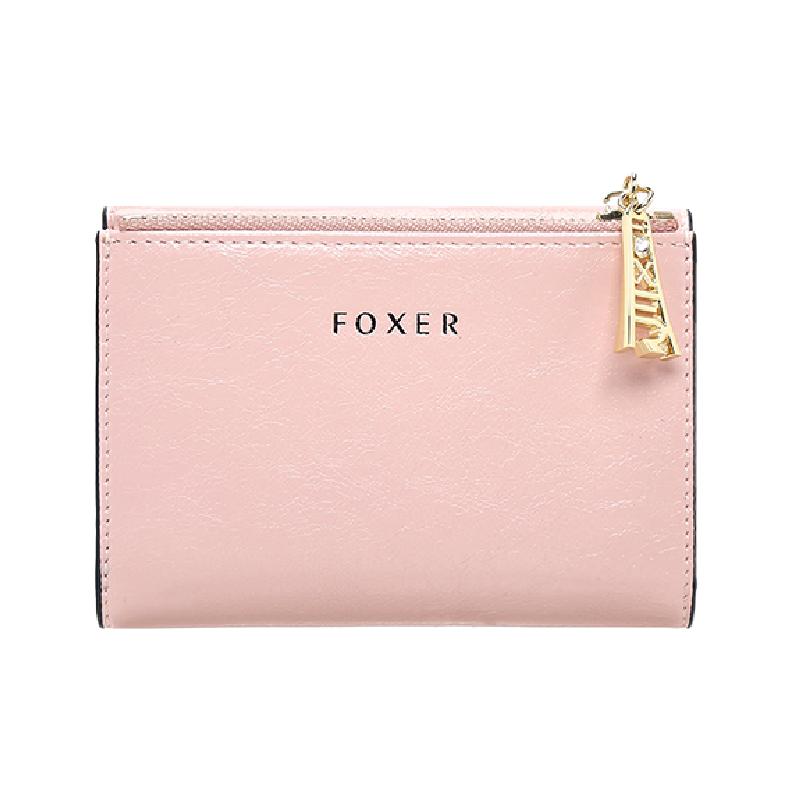 

FOXER Brand PU Women s Short Wallet Fashion Card Holder Thin Coin Bag Female Small Clutch Purse Mini Wallet