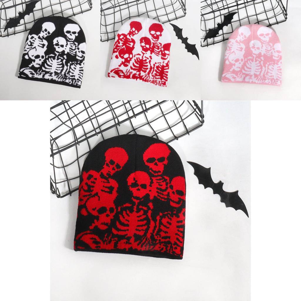 Skull Pattern Knit Hat With Warmth Function For Streetwear Youth Fashion And Fall Seasons