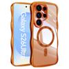 Plating Wavy Frame Magnetic Phone Case For Samsung Galaxy S26 S25 Ultra S24 Plus Electroplated Silicone Clear Back Soft Cover