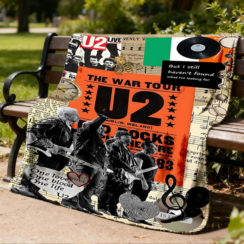 1pc Neil Young Poster Outdoor Flannel Blanket, Cozy & Warm Soft Te Playful Design, Napping Camping,