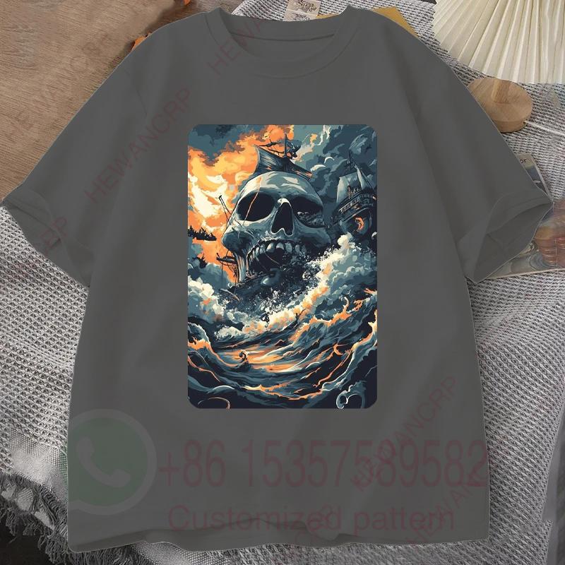 Pirate Horror TShirt Mens Tracksuit Round Neck Short Sleeves Casual Cotton Pullover Sweatwicking Breathable Sportswear