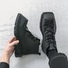 Fashion Autumn New Men Comfortable Lace Up Side Zipper High Top Leather Shoes Fashion Brand Round Toe Thick Soled Non Slip Outdoor Boots