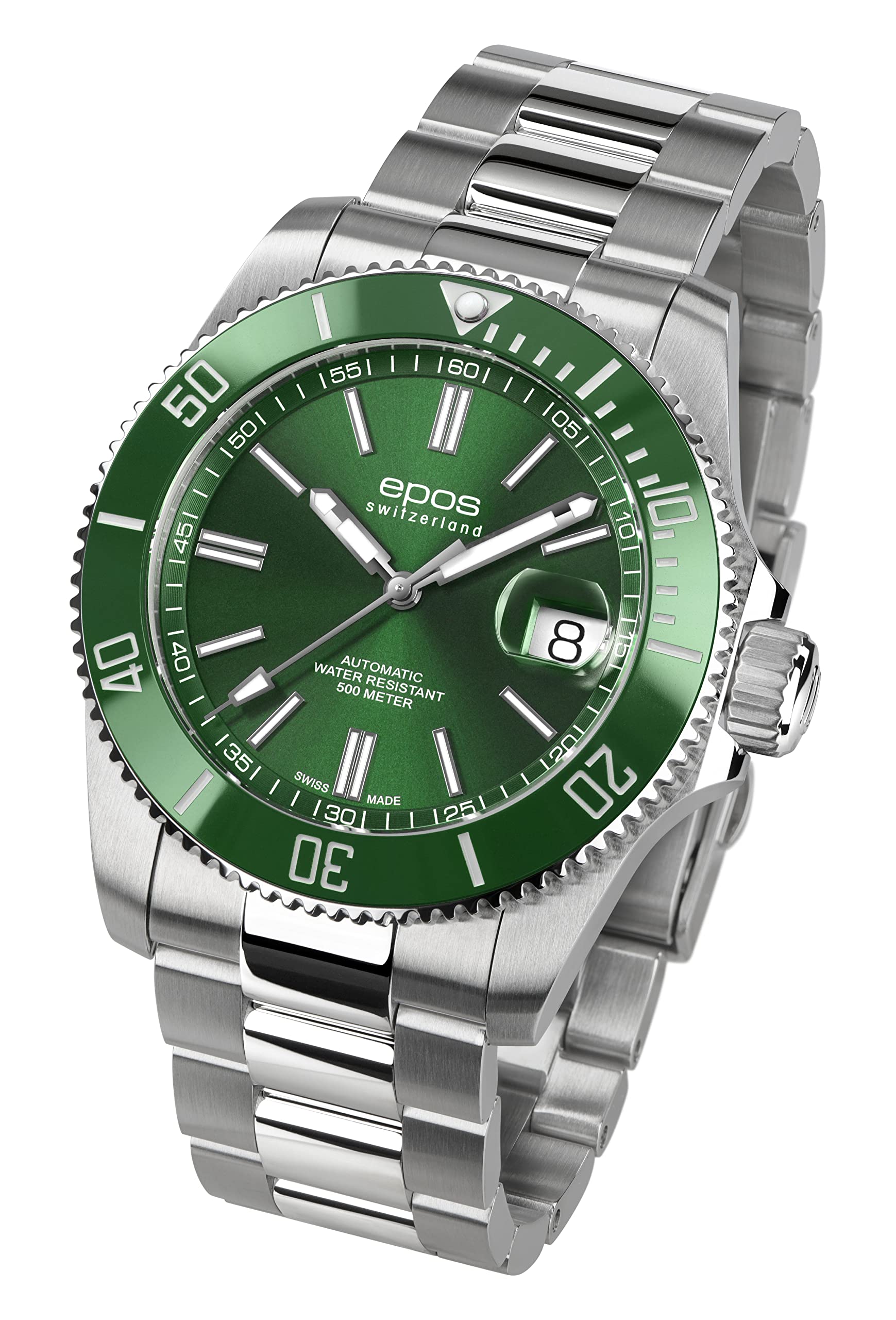 

EPOS 3504GR Automatic 500m Water Ceramic Silver Men s Diver s Watch, Resistant, Bezel,