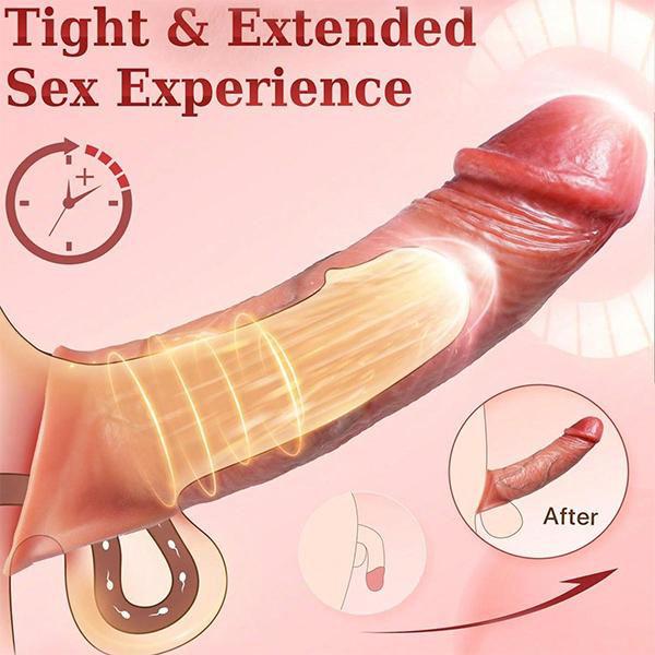 Adult Penis Extender Enlargement Reusable Condom Penis Condom Male Sex Toys Transparent Penis Extension Couples Products Delayed Ejaculation