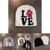 Letter Dog Paw Pattern Neutral Casual Warm Knitted Hat For Casual Wear