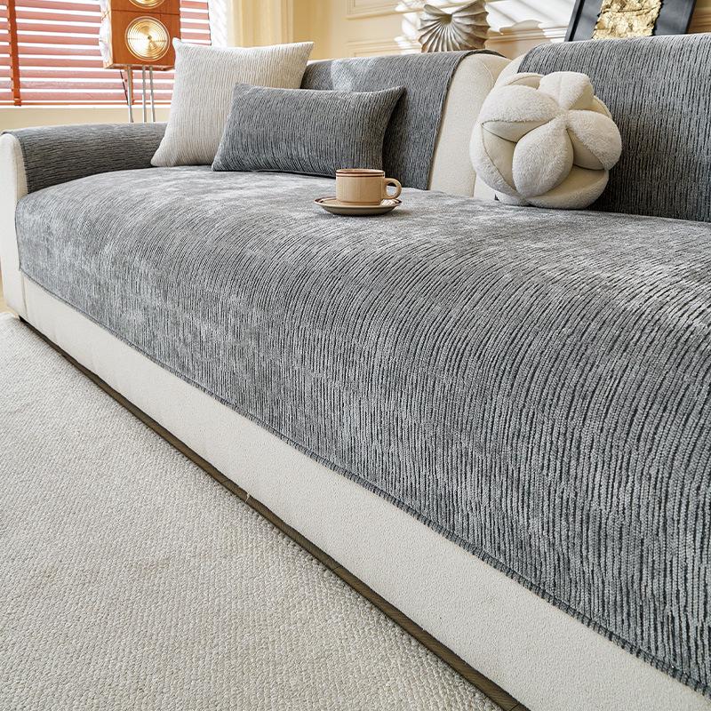 Cream Chenille Sofa Cushion – All-Season, Nordic Style, Non-Slip, Universal Fit