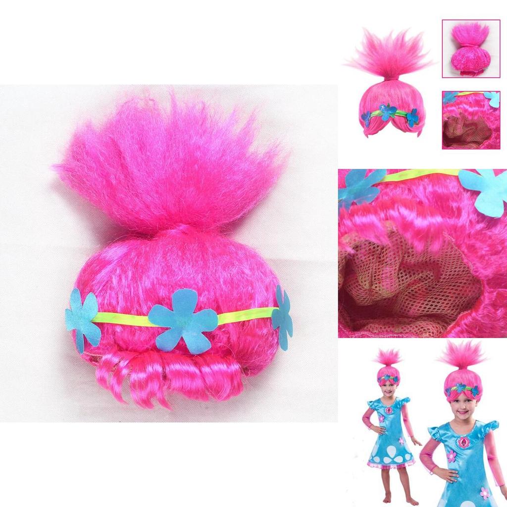 Kinder Troll Stil Festival Party Perücke Für Cartoon Cosplay Mit Pinker Kopfschmuck Kappe