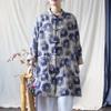 Johnature Women Vintage Bat Sleeve Print Floral Stand Coats Chinese Style Cloths Spring Loose Coats