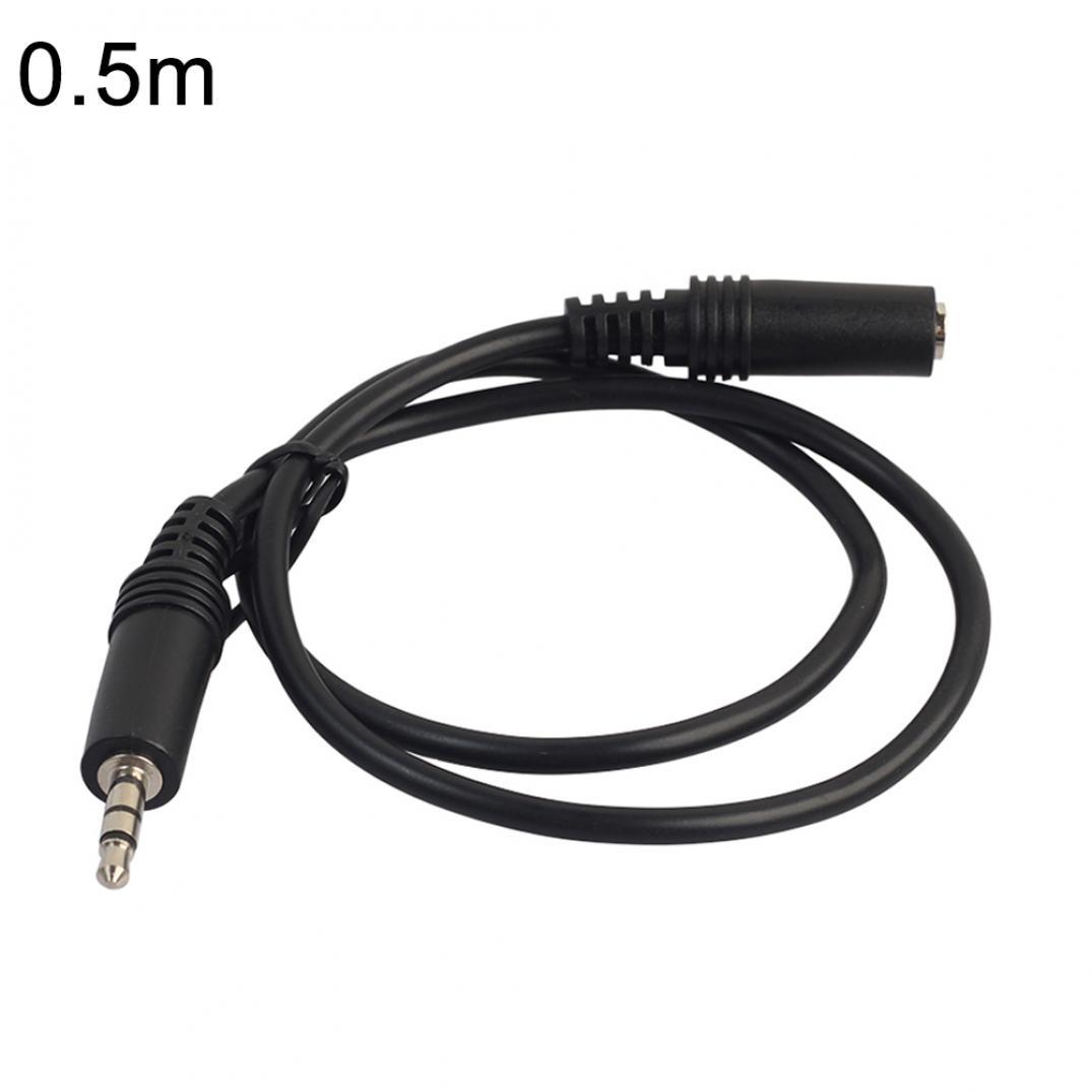 

3,5 мм штекер на 3,5 мм гнездо Удлинительный стерео аудио кабель Инструмент Гарнитура Двойного использования AVE 0.5M чёрный