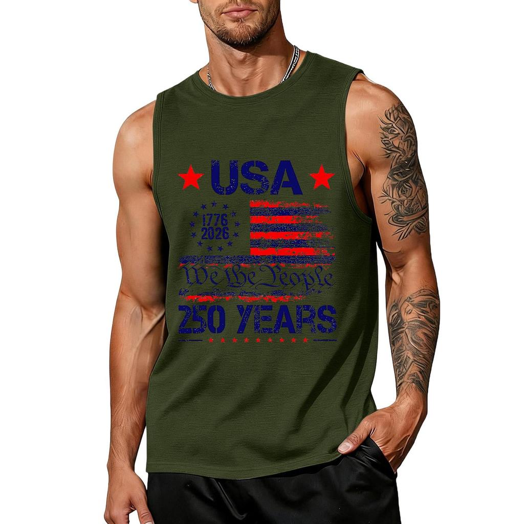 Men's Loose Fit Sleeveless Tank Top Casual Summer Daily Wear Printed Graphic Muscle Tee Shirt