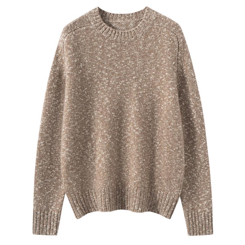 Women's Retro Loose Fit Cashmere Sweater - Plus Size Round Neck Pullover for Autumn/Winter