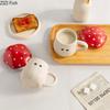 Niedlicher roter Pilzbecher mit Deckel Nordisches Zuhause Frühstück Milchbecher Paar Nachmittagstee Keramik Kaffeetasse Freundin Feiertagsgeschenke