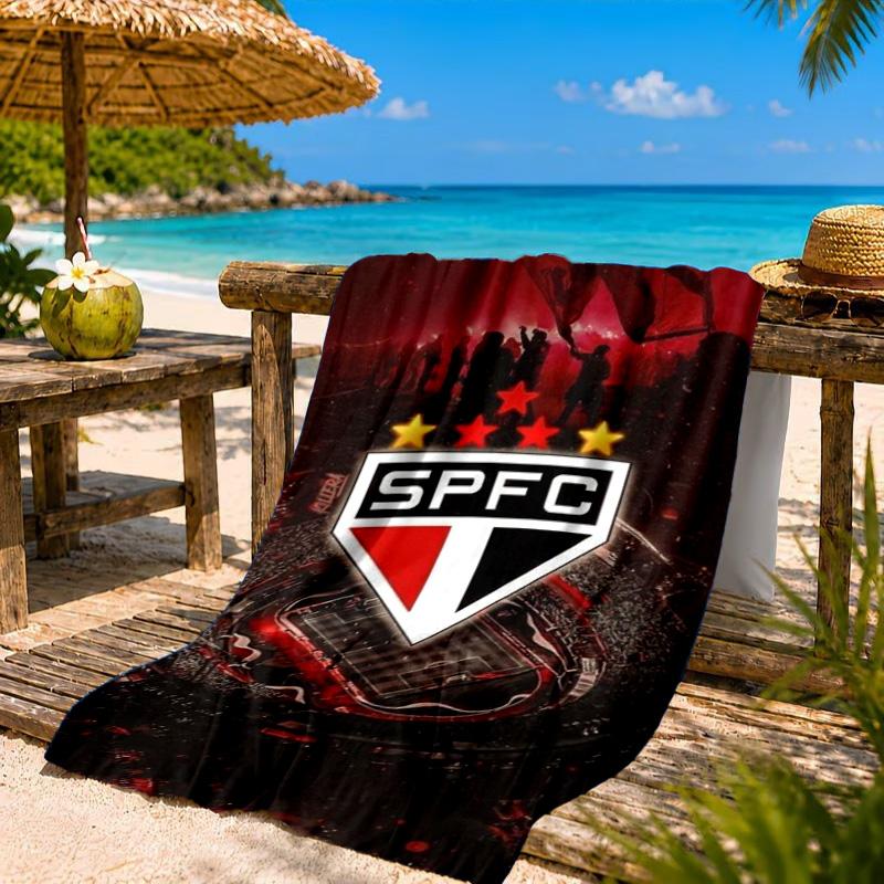 Pau-lo Fc Emblem Printed Microfiber Beach Towel, Soft And Absorbent, Quick-Dry, Ideal for Summer Travel, Beach Essential, Swimming Pool
