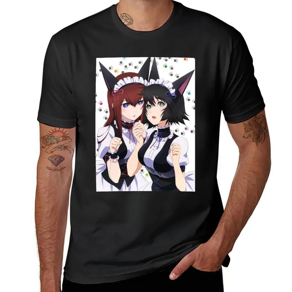 Steins;Gate - Makise Kurisu & Shiina Mayuri T-Shirt anime tops blacks mens cotton t shirts