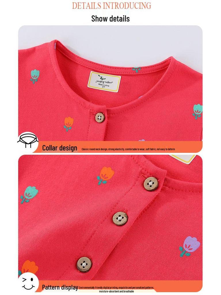 2026 Spring/Summer Girls' Cute Embroidered Short-Sleeve Knit Cotton Princess Dress