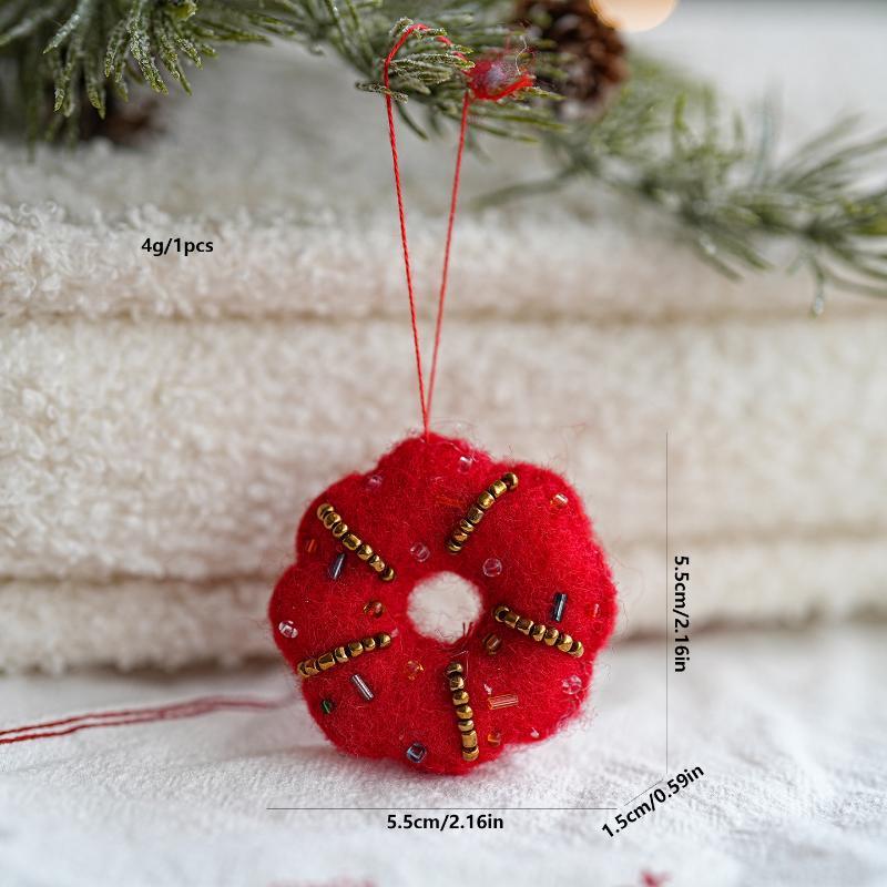 Handmade Felt Christmas Ornaments Cute Festive Designs Shiny Bead Accents For Xmas Tree Home Holiday Decorations