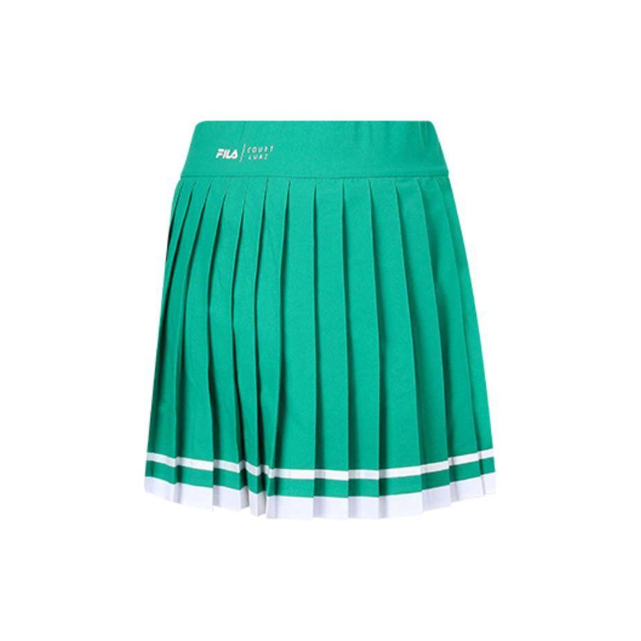 Fila Tennis Series Solid Color Logo Mid Waist Pleated Casual Skirt Women Skirts Celadon-Green A11W333304FGN