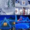 Gfoxmall Icicle LED Illumination 400 Waterproof String for Window Garden Party Lighting 2-in-1 Lights, 10m, Bulbs, Lights, Balcony, Indoor/Outdoor