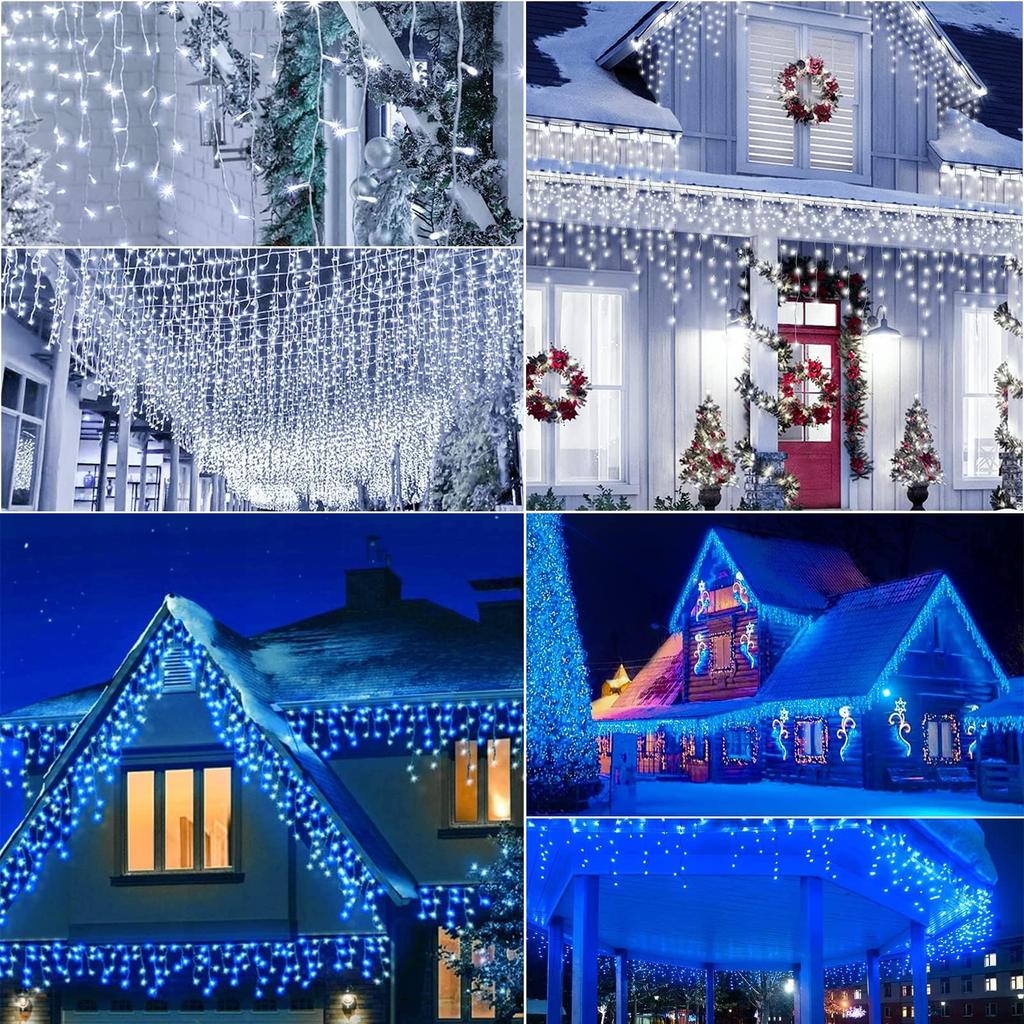 Gfoxmall Icicle LED Illumination 400 Waterproof String for Window Garden Party Lighting 2-in-1 Lights, 10m, Bulbs, Lights, Balcony, Indoor/Outdoor