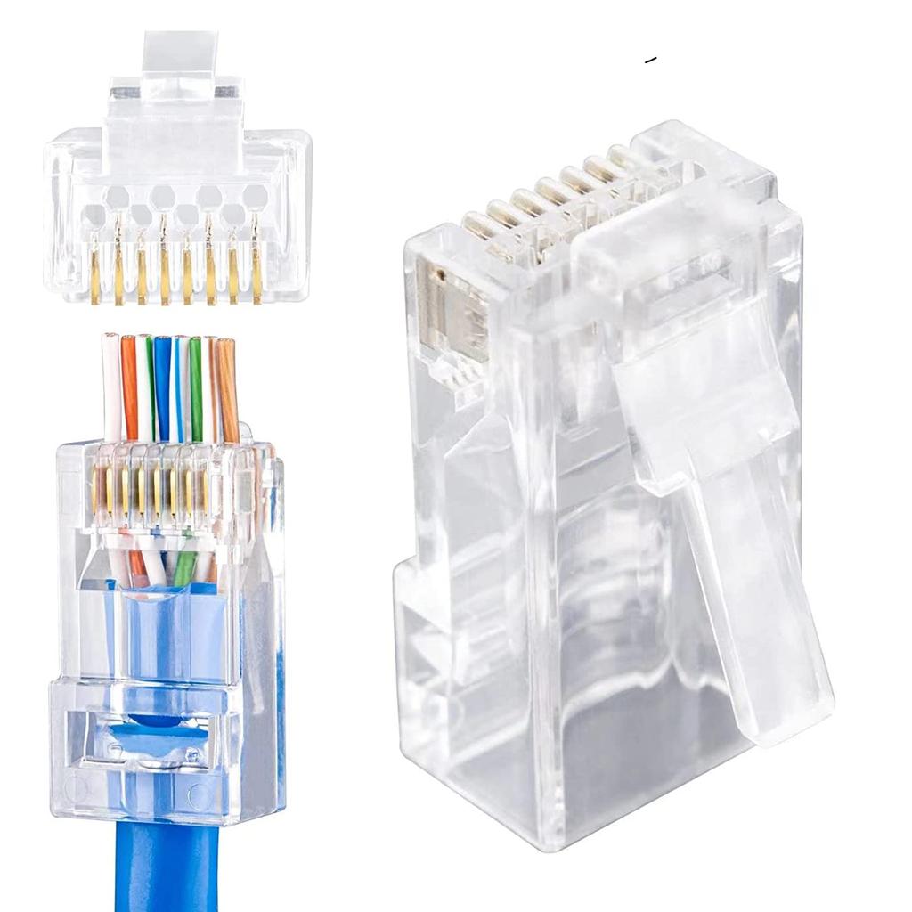 100Pcs CAT6 Connector Plugs RJ45 Network Cable Modular Pass Through CAT6 RJ45 Connector Plugs 8P8C Accessories Strong Plasticity
