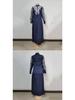 2025 Ethnic Style Muslim Women's Long Sleeve Stand Collar Printed Swing Skirt - PP1491