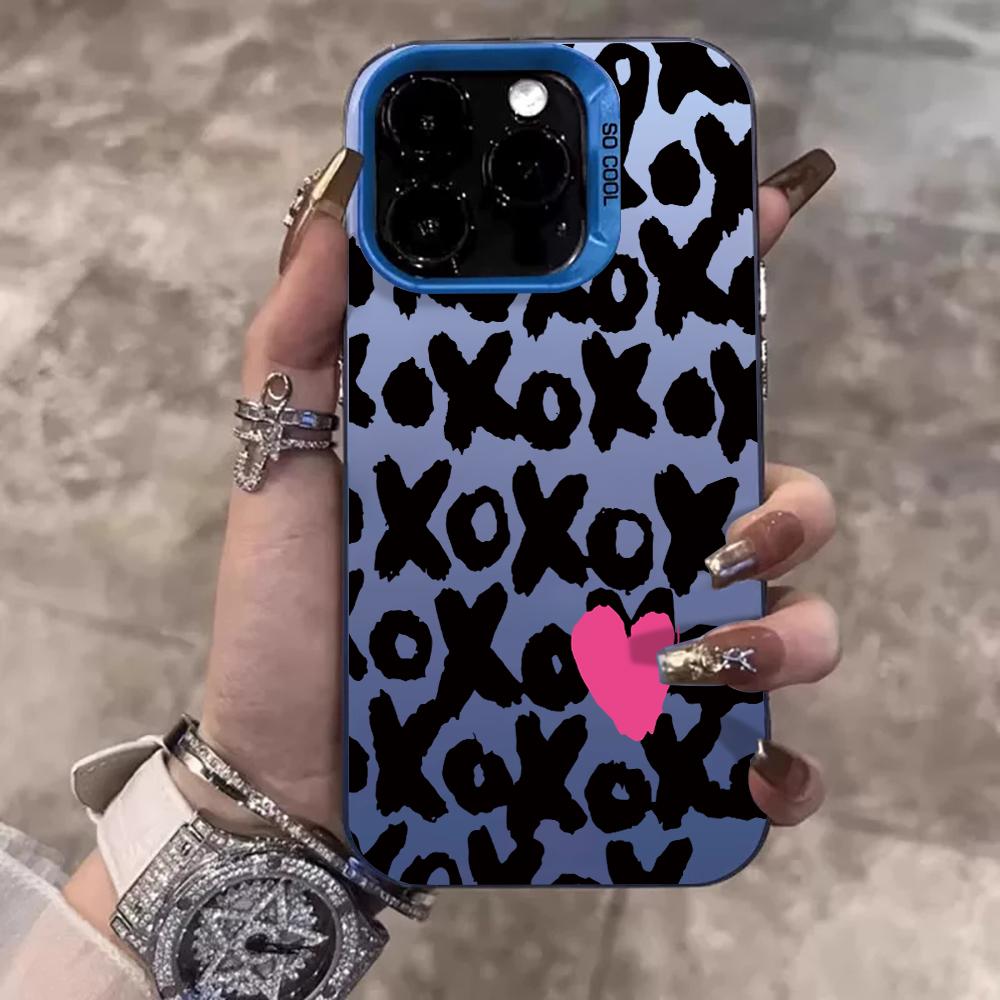 XOXO Leopard Print Case For iPhone 17 16 11 Pro Max Cases iPhone 11 12 13 ProMax 14 15 16E 7 8 Plus 17Air XS XR Shockproof Cover
