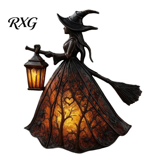 Dekorative Hexenlampe Halloween-Dekoration, Gotische Laternenhalterin Licht, Gruselige Nacht für Feiertagsparty Tischdeko Licht