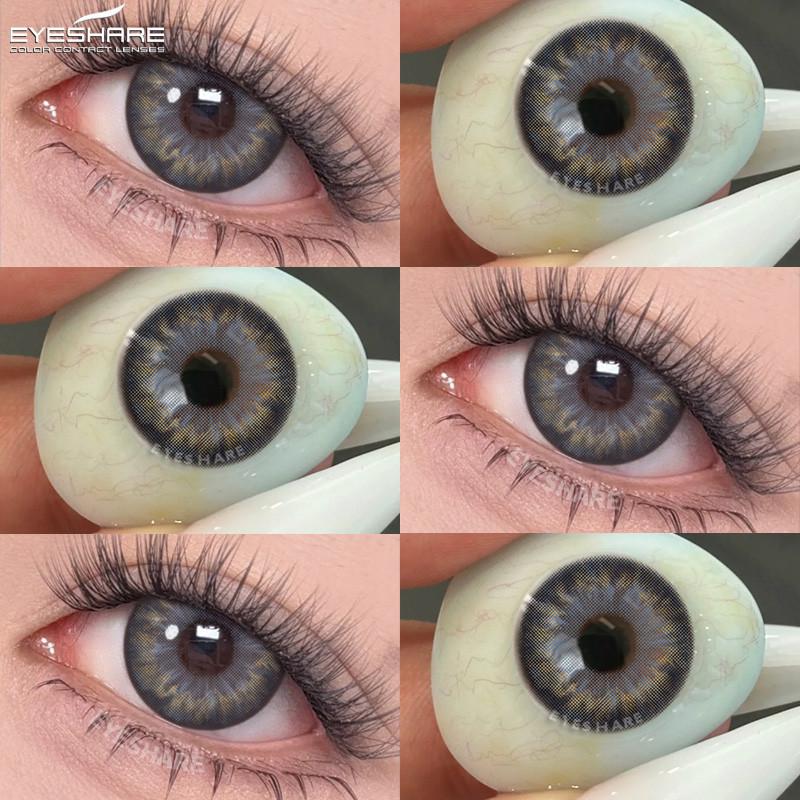 Eyeshare 1 Paar Große Schwarze Augen Kontaktlinsen 14,5 mm Farbige Kontaktlinsen Natürliches Braun Softlinsen Graue Pupillen