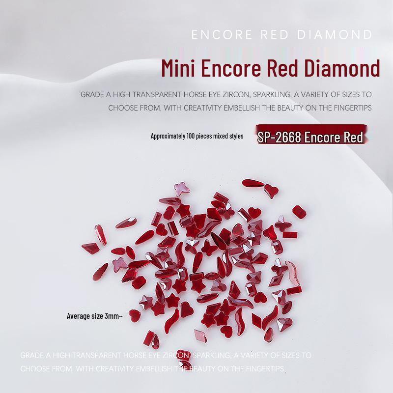 100 Iridescent Crystal Flat Back Rhinestones: Small, Irregular Shape Nail Art Diamonds in Transparent White.