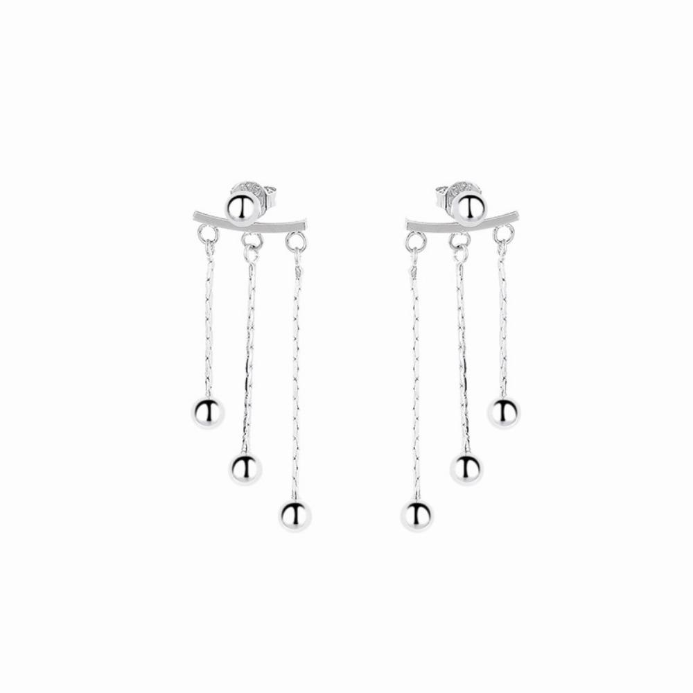 

Ретро круглые серьги с кисточками из бисера женские темпераментные серьги в Гонконгском стиле сзади висячие серьги серебряный