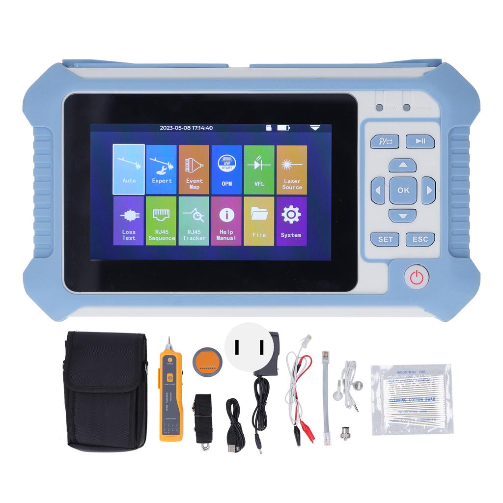 Optical Time Domain Reflectometer OTDR 9 In 1 Optical Power Meter VFL RJ45 Tester Tool US Plug 100‑240V