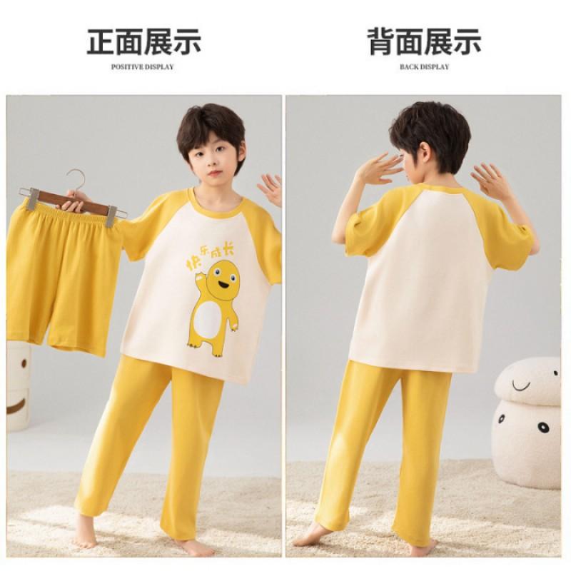 Boys Cotton Pajama Set Short Sleeve Long Pants Shorts Sleepwear Kids Ages 8