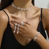 Simple Versatile Clavicle Chain Neck Chain Dress Accessories Delicate Rhinestone Necklace Earrings Bracelet Ring Set
