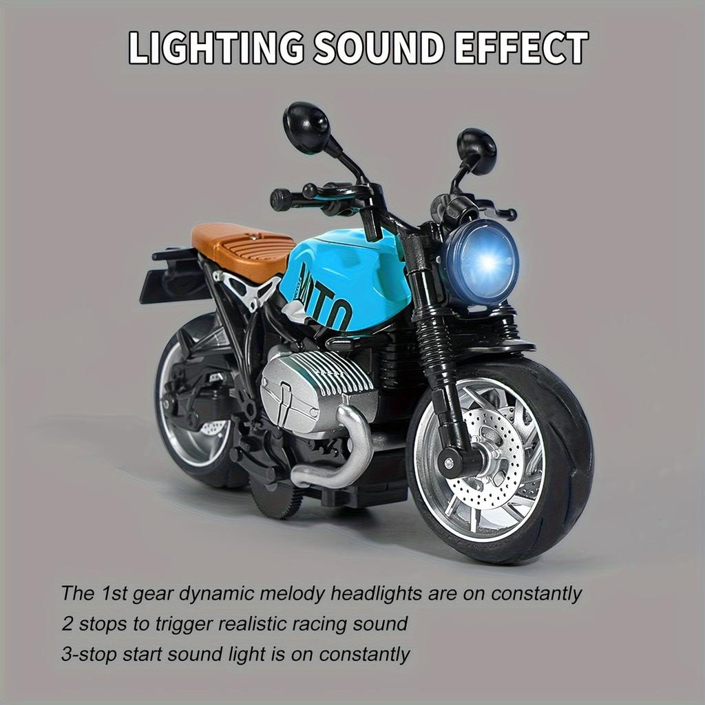 Motociklo žaislas - Atgal traukiami motociklai su garsu ir šviesa, Motociklų žaislai Helovino ir Kalėdų gimtadienio dovanoms