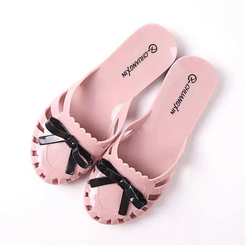 

WTEMPO Повсякденні дихаючі протиковзкі тапочки з бантом, жіночі весна-літо, однотонні сандалі великого розміру 39 рожевий